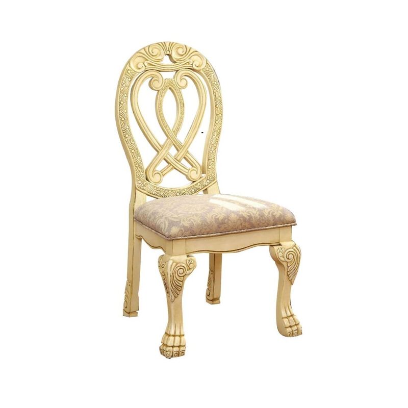 Vintage White Solid Wood Dining Chairs - Set of 2