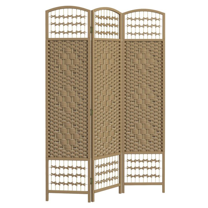 Natural Room Partition: 3-Panel Folding Wave Privacy Screen
