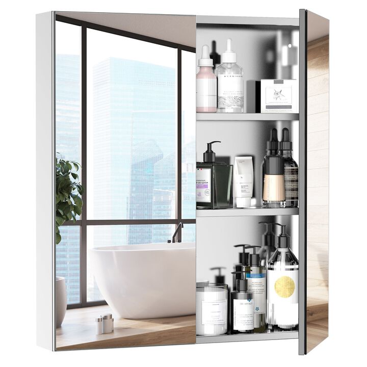 Silver Bathroom Storage: 3-Tier Stainless Steel Medicine Cabinet