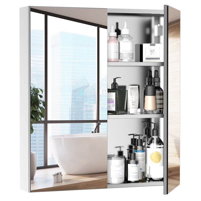 Silver Bathroom Storage: 3-Tier Stainless Steel Medicine Cabinet