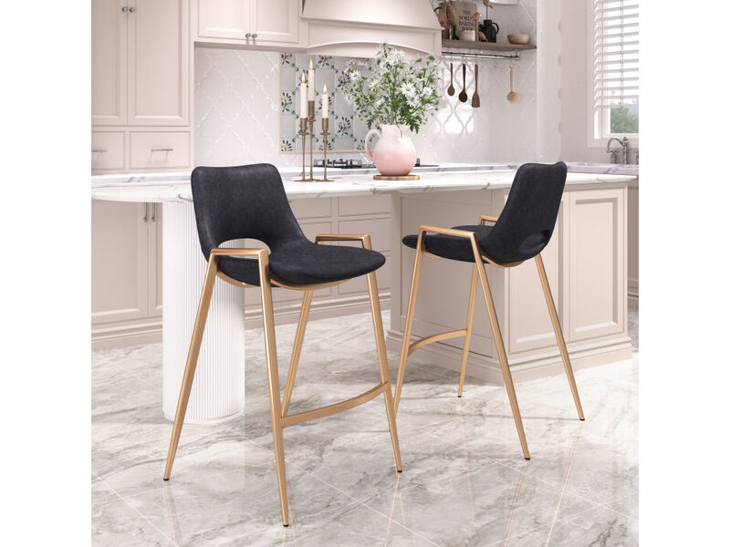 Desi Counter Stool (Set of 2) Black & Gold