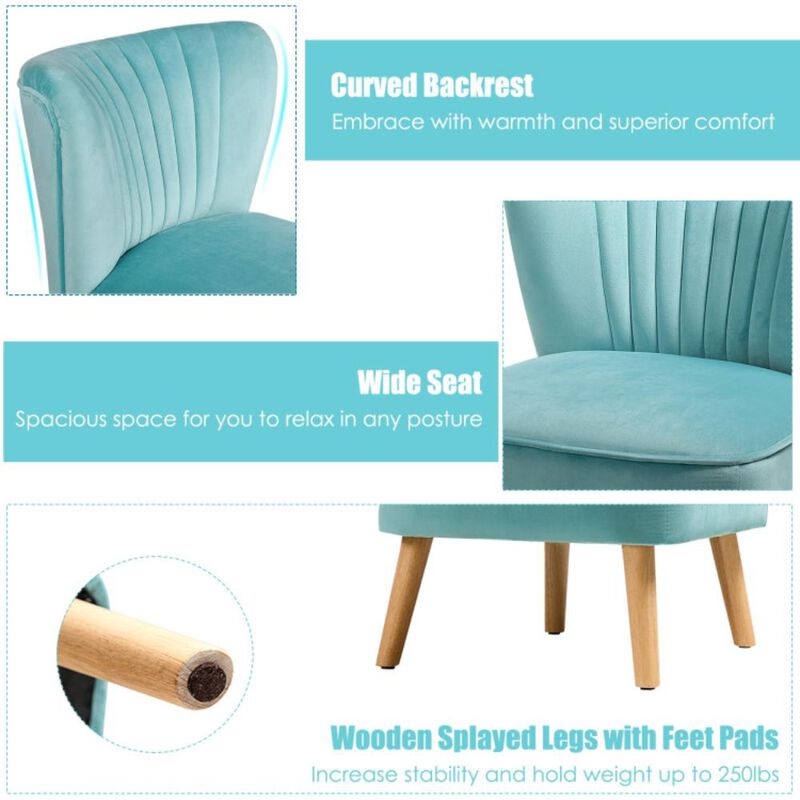 Hivvago Modern Armless Velvet Accent Chair with Wood Legs