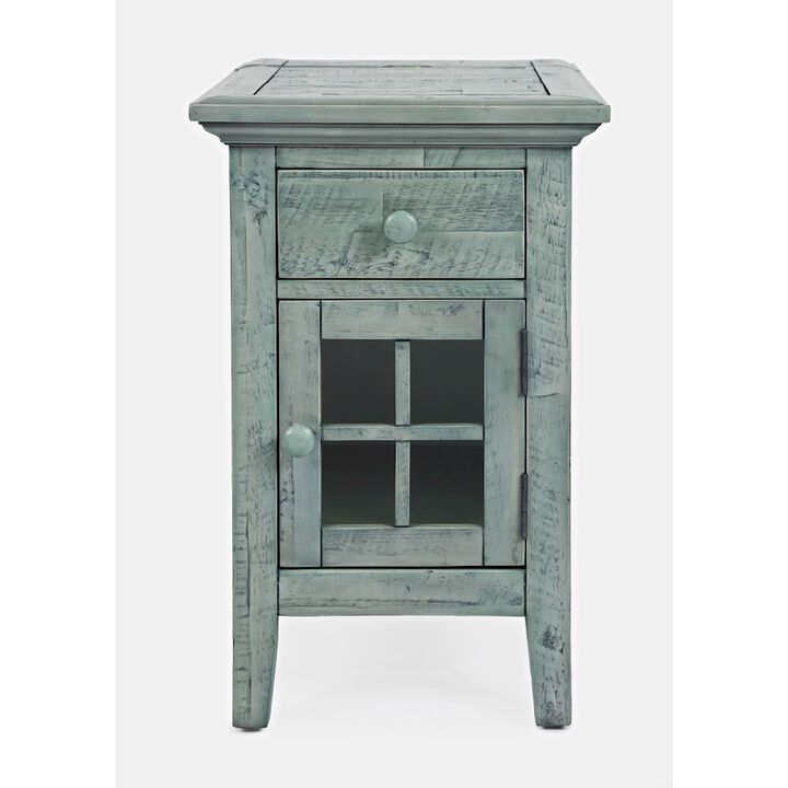Jofran Inc. Rustic Shores Farmhouse USB Charging End Table with Storage, Surfside