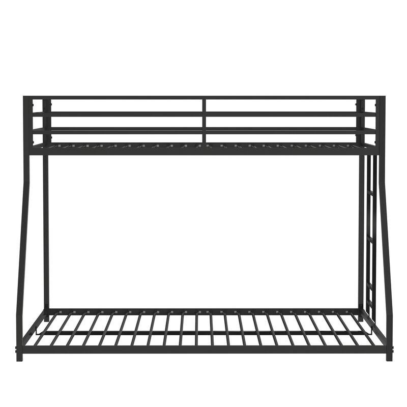 Adam Twin Over Full Metal Bunk Bed Frame, Sturdy Frame with Guardrails, Removable Ladder, No Box Spring Needed, Easy Assembly, Black