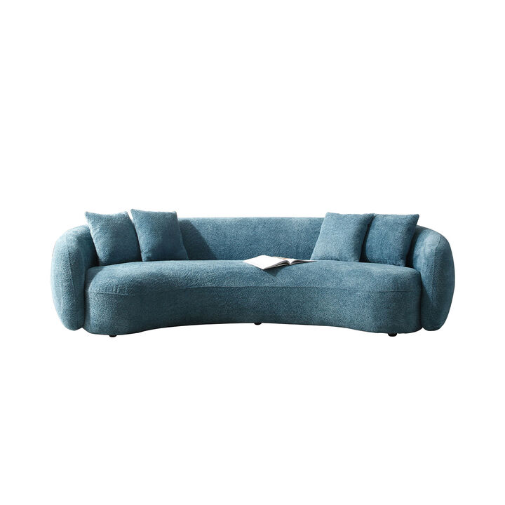 5 Seater Sofa Modern Sectional Half Moon Leisure Couch Curved Sofa in Teddy Fleece