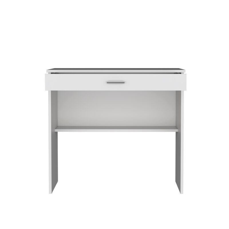 DEPOT E-SHOP Montana Storage Desk, Spacious Stylish with Drawer and Shelf, White