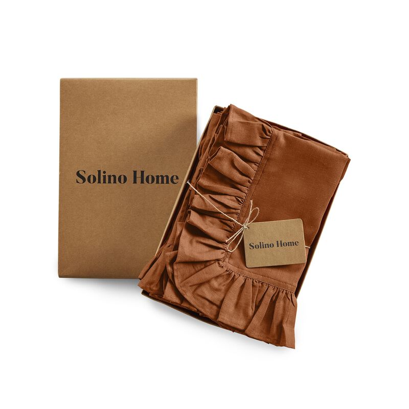 Solino Home 100% Pure Linen Cloth Napkins 20 x 20 Inch Set of 4 | Gabrielle Ruffle Dinner Napkins