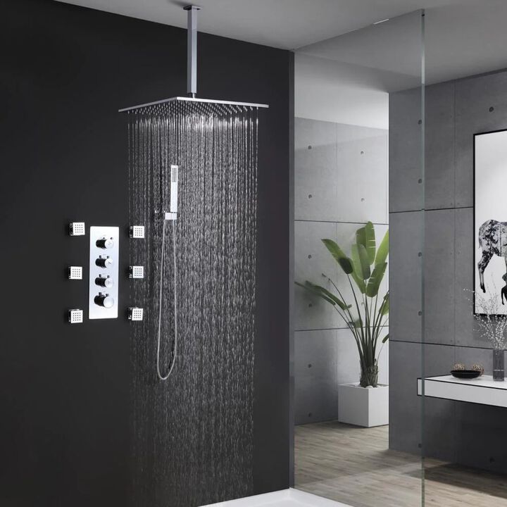 Luxury Thermostatic Mixer Shower System Combo Set Shower Head And Handshower