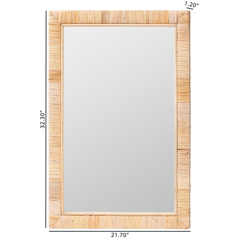 bali & pari Lankston Bohemian Natural Rattan Rectangle Accent Wall Mirror