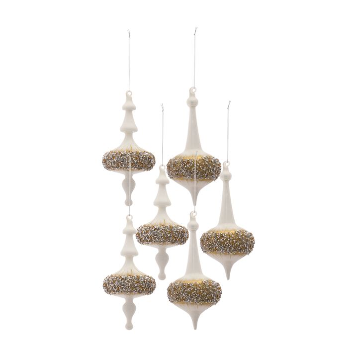Finial Ornament for Elegant Holiday Decor and Festive Charm (Set of 6)