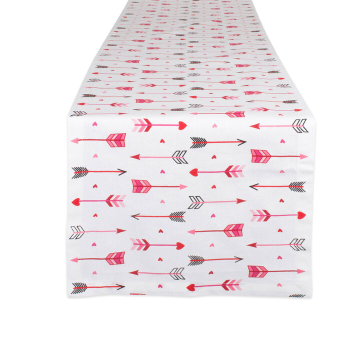 72" Red Hearts and Arrows Printed Valentine's Day Table Runner