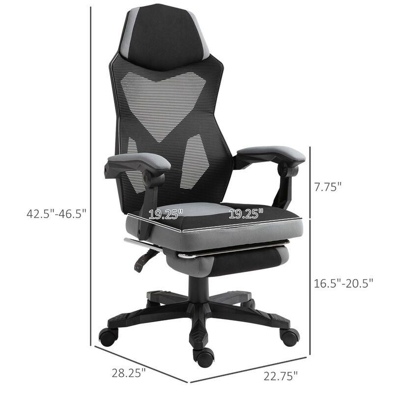 Grey Ergonomic Task Chair: Mesh Office Chair with Adjustable Footrest