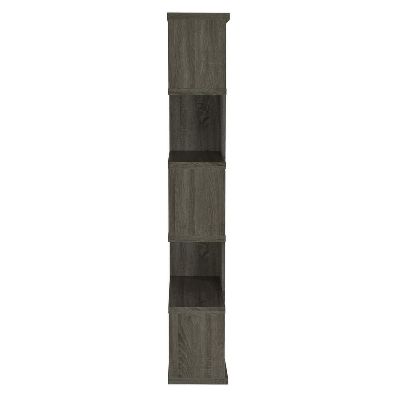 Sturdy Semi Backless Wooden Bookcase, Gray-Benzara