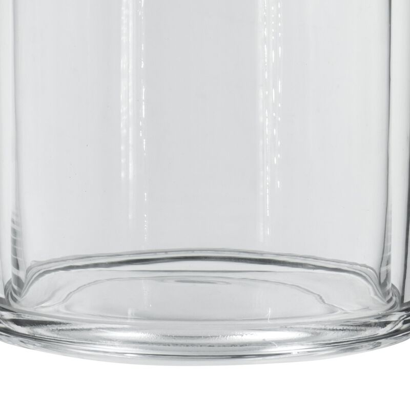 Set of 2 Large Glass Serving Platters with Dome and Finial Handle, Clear - Benzara
