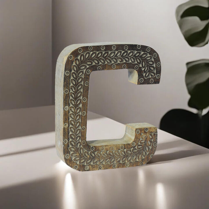 Vintage Gray Handmade Eco-Friendly "C" Alphabet Letter Block For Wall Mount & Table Top D�cor