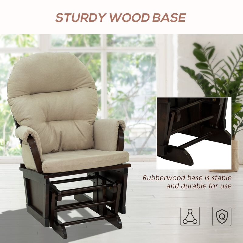 Cream White Baby Rocker: Nursery Glider Chair with Ottoman