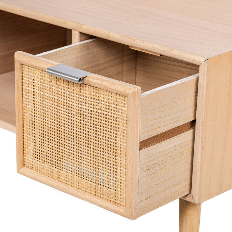 Scandinavian Solid Wood TV Stand with 2 Drawers