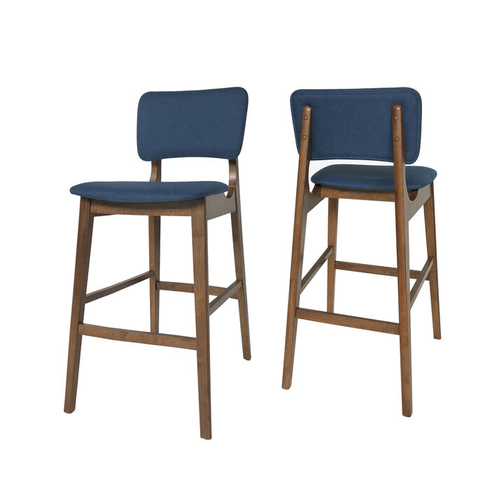 Merax Rubberwood Upholstered Barstool Dining Chairs 2PCS