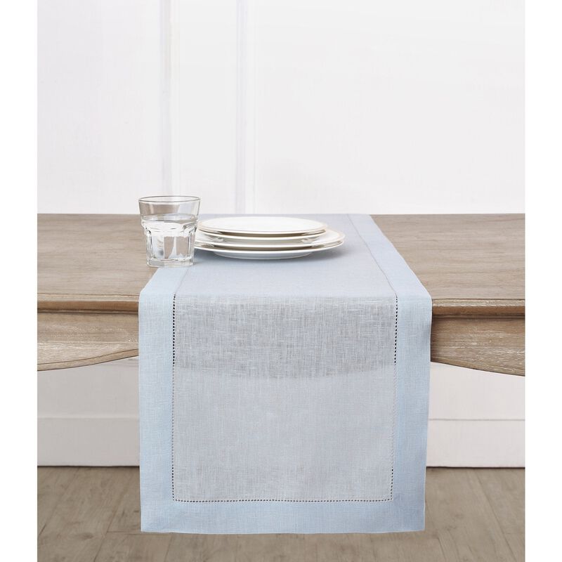 Solino Home 100% Pure Linen Table Runner | Classic Hemstitch for Thanksgiving, Christmas