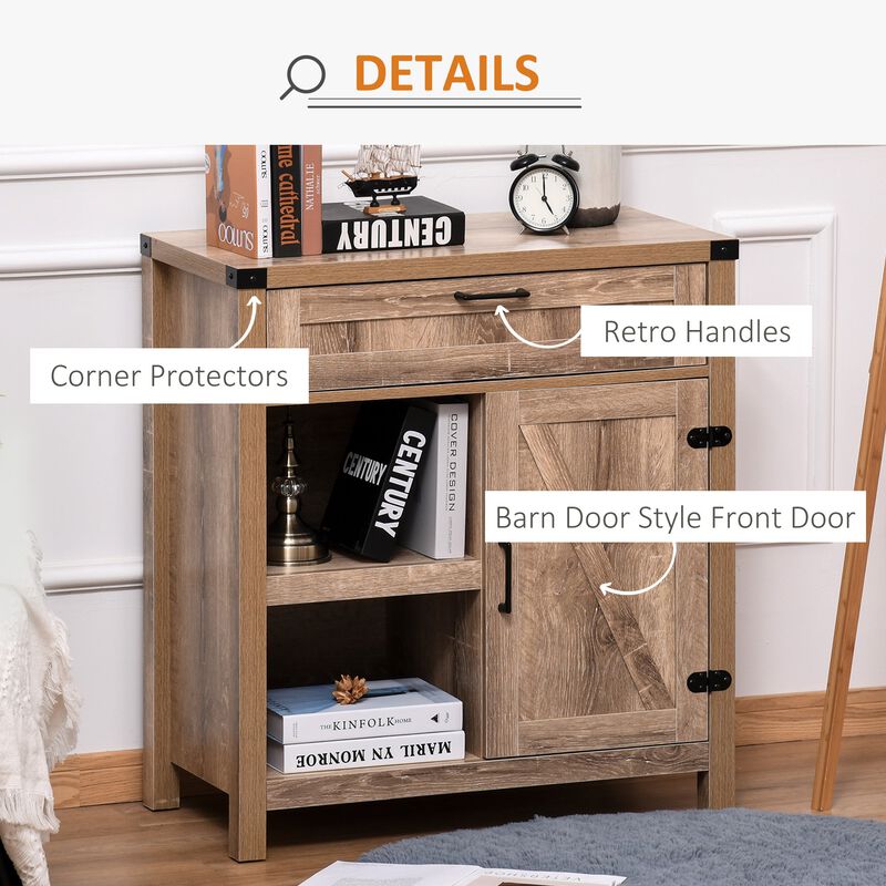 Light Oak Farmhouse Storage: Rustic Barn Door Sideboard Cabinet