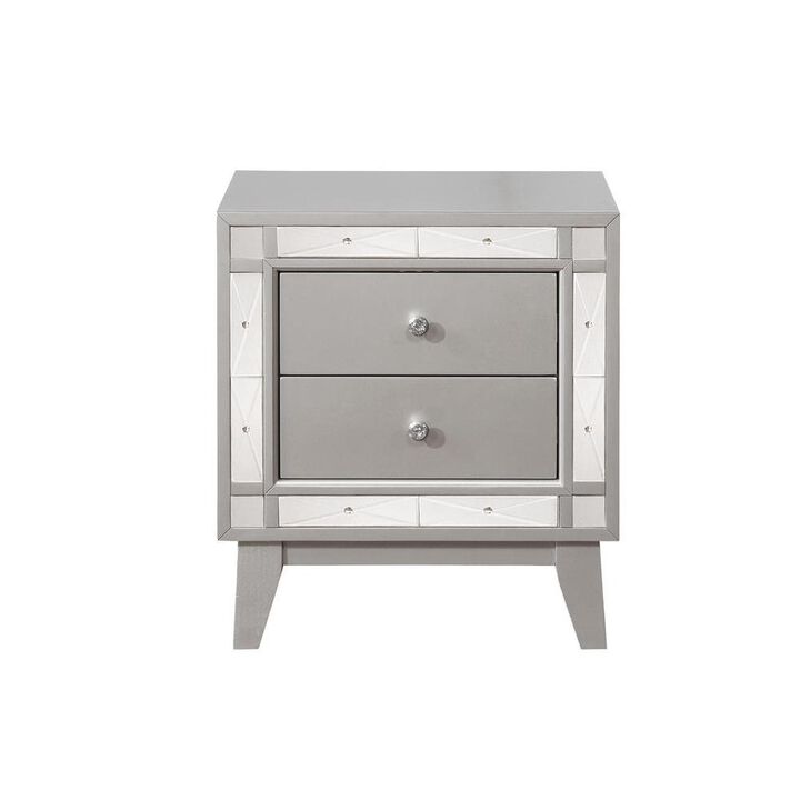 Leighton 2-drawer Nightstand Metallic Mercury