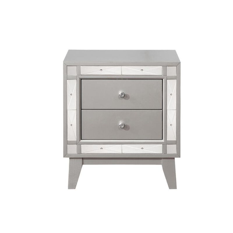 Leighton 2-drawer Nightstand Metallic Mercury