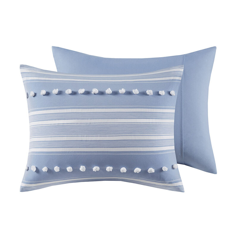 Gracie Mills Dorian Striped Poly Clipped Jacquard Duvet Cover Set