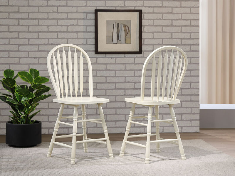 Andrews 45 in. Distressed Antique White High Back Bar Stool (Set of 2)