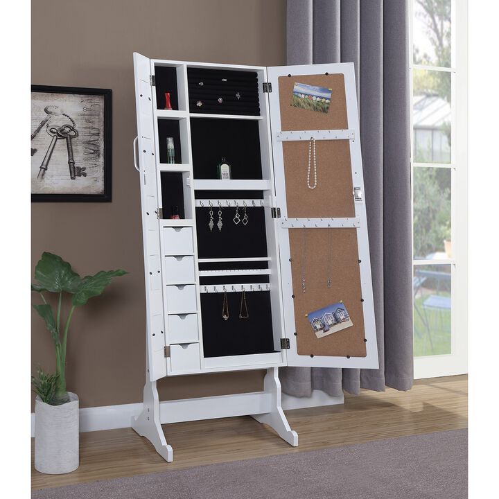Decorate Jewelry Cheval Mirror With Picture Frames, White - Benzara