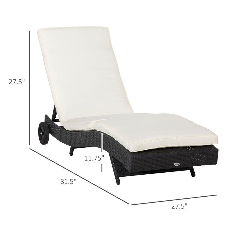 Off-white Sun Lounger: Wicker Chaise with Adjustable Backrest