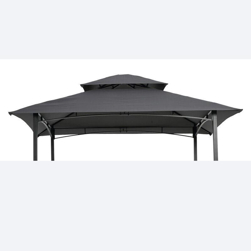 8x5FT Grill Gazebo Replacement Canopy, Double Tiered Bbq Tent Roof Top Cover