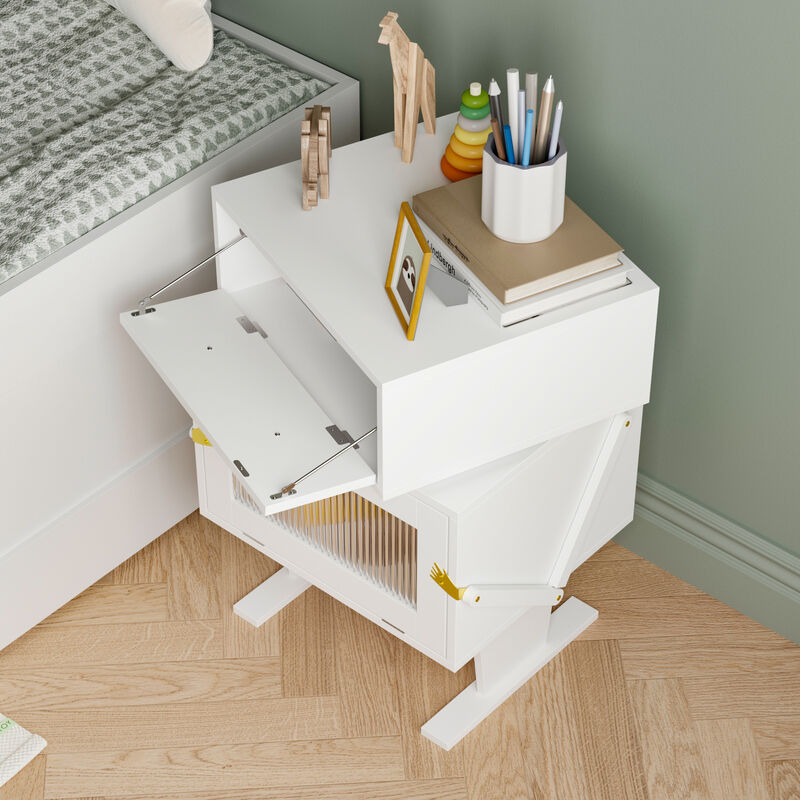 FUFU&GAGA Robot-Themed Storage Cabinet - Modern Organizer, (27.6" H x 18.9" W x 15.7" D) ,White