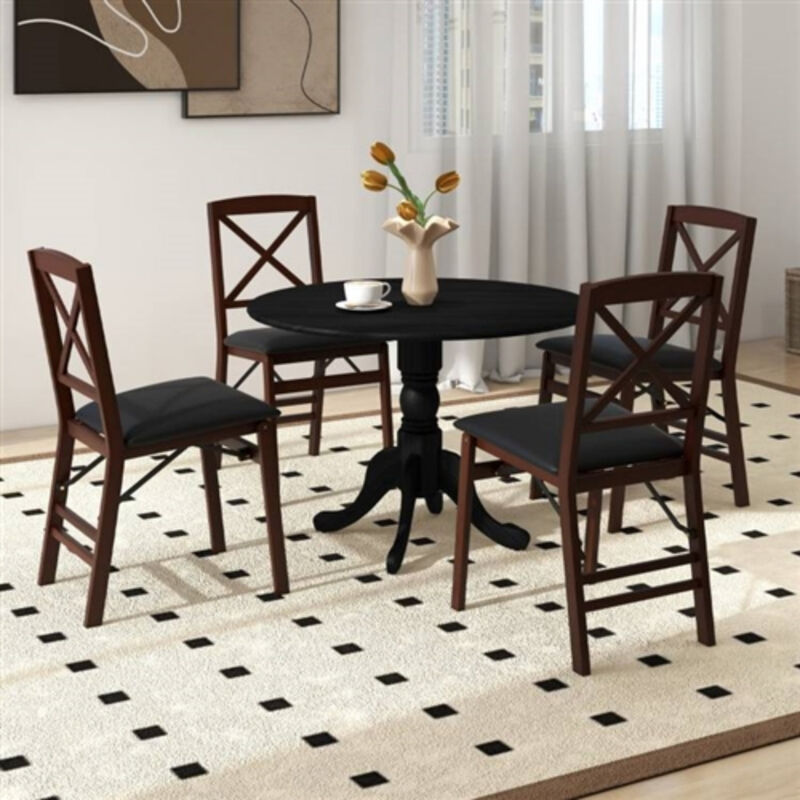 Handcrafted Solid Wood Round Table – Rustic Farmhouse Kitchen & Dining Table, Sturdy Design for Family Gatherings