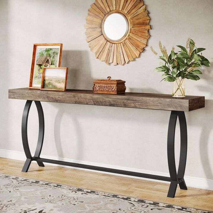 Console Foyer Table for Entryway: 70.87-Inch Narrow Long Entryway Entry Table, Farmhouse Sofa Table Behind Couch with Metal Legs, Entrance Table for Hallway, Living Room