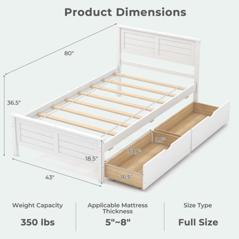 Hivvago Twin Size Bed Frame with Storage Drawers