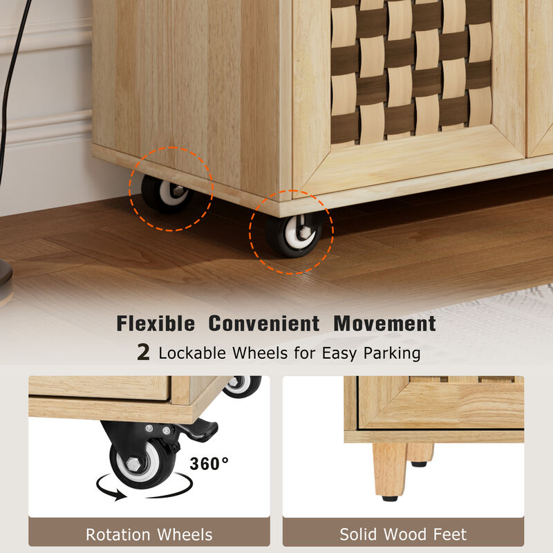 Merax Woven Checkerboard Pattern Kitchen Island