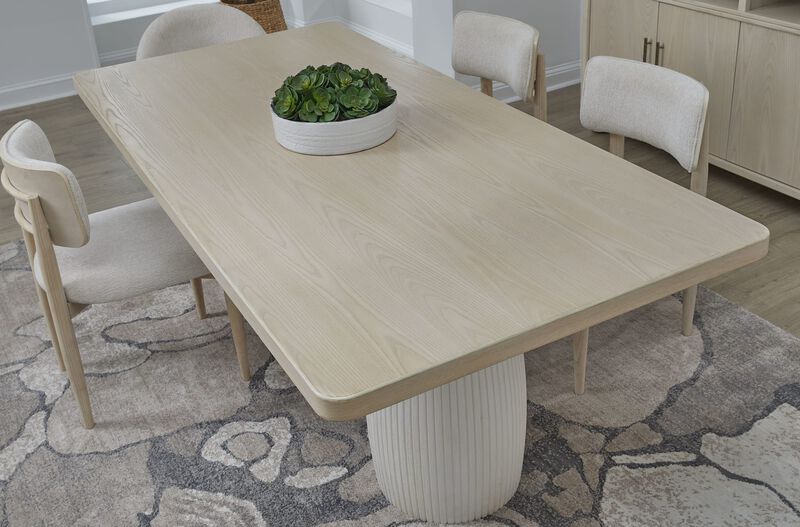 Zinnia Plaster Base Wood Top Dining Table