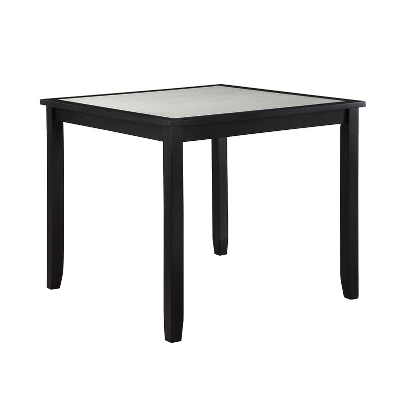 Nick 5 Piece Counter Height Dining Table and Chairs Set, Black, White - Benzara