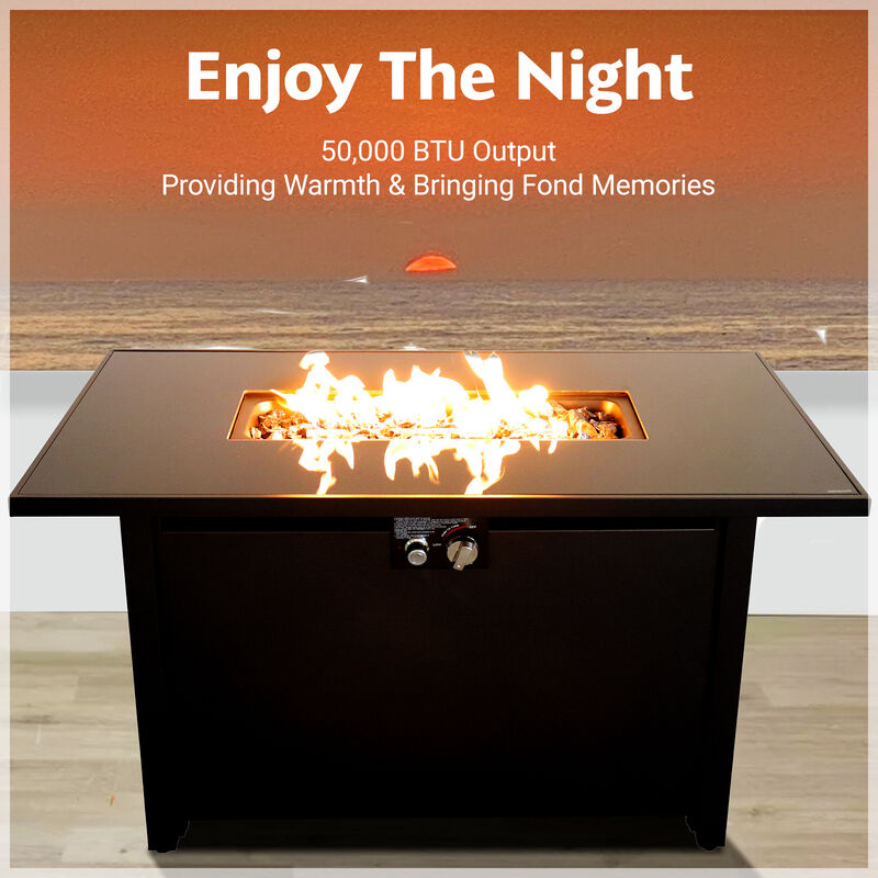 25" H x 42" W Steel Outdoor Fire Pit Table with Cover