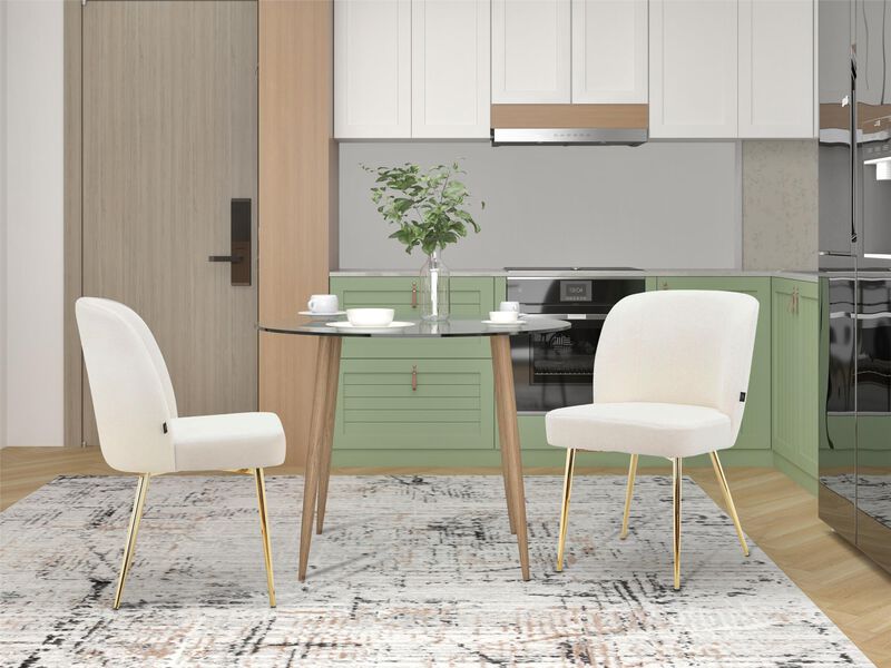 Ren Home Trina Armless Accent Chairs with Soft Velvet Cushion and Gold Chrome Legs Set of 2