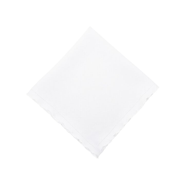 Linen Napkins With White Ruffled Hemstitch Edges, Set of 4