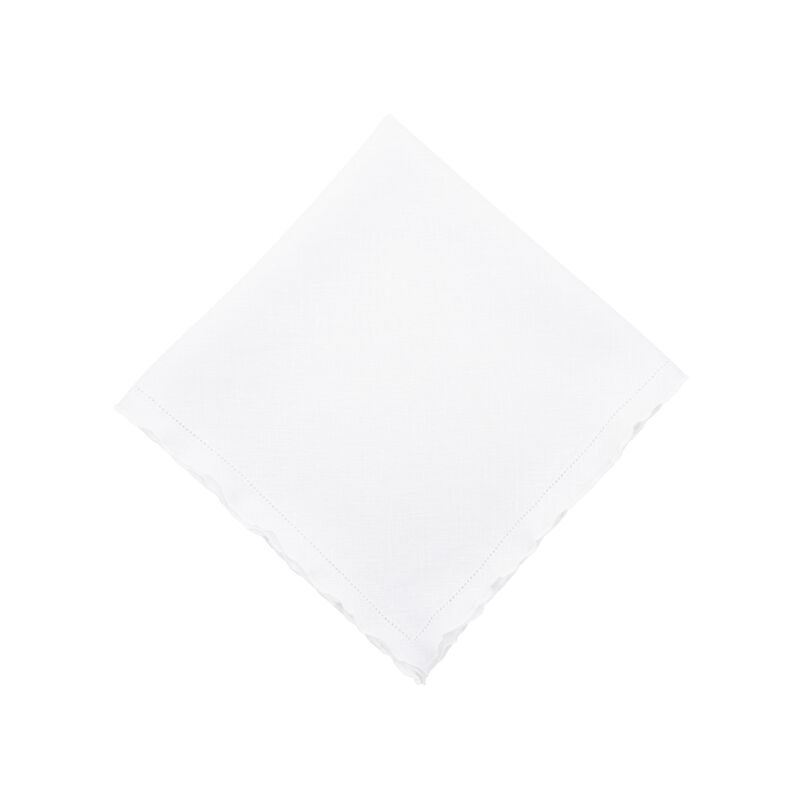 Linen Napkins With White Ruffled Hemstitch Edges, Set of 4