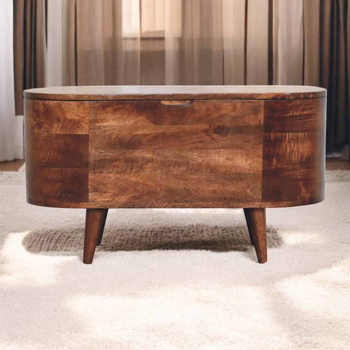 Artisan Furniture Solid Wood Honey Caramel Rounded Lid up Blanket Box