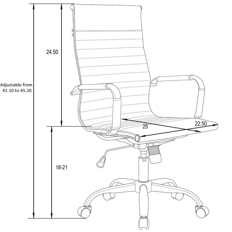 LeisureMod Harris Modern Adjustable Office Executive Swivel Chair High-Back Task Office Chair