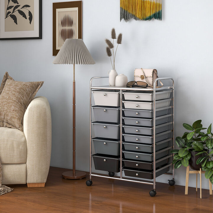 15-Drawer Storage Rolling Organizer Cart