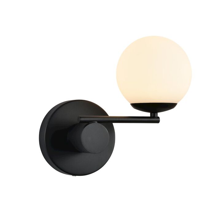 VONN Lighting Integrated LED Wall Sconce Light in Black with 1 Glass Shade