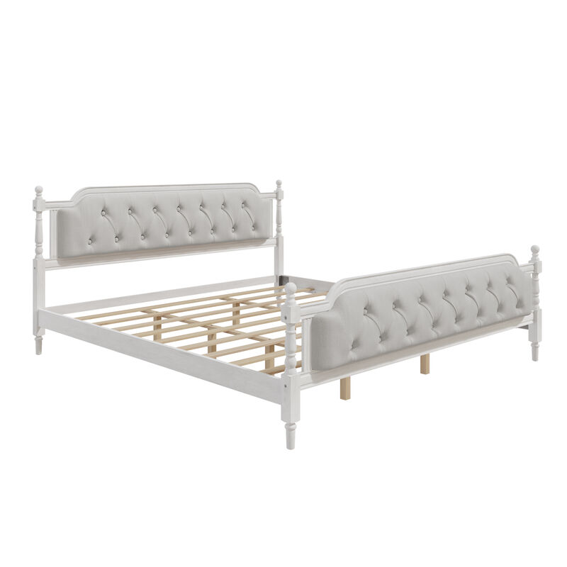 Merax Traditional Style Platform Bed Frame with Tufted Headboard