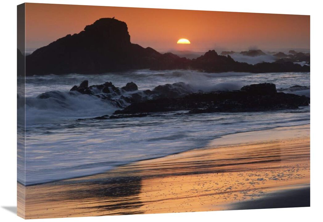 Crashing surf on rocks at sunset, Point Piedras Blancas, California-Canvas Art-32x24