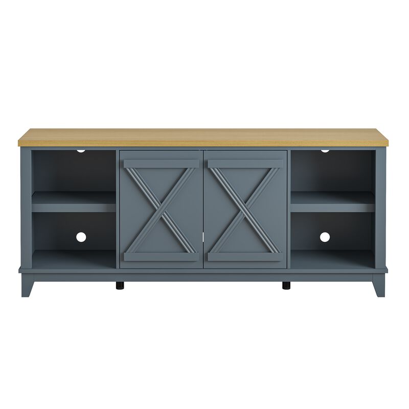 FESTIVO 70" TV Stand w/ Patterned Doors & Two-Tone Finish Fits TVs up to 75"