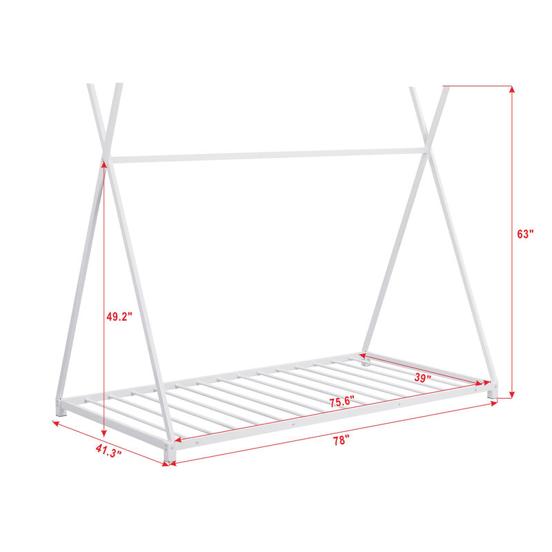 Merax Triangle Structure Metal House Platform Bed Floor Bed